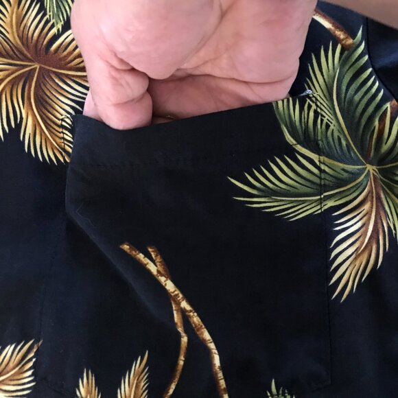 Bishop Street Hawaiian Shirt Men L Green Floral Button Up Pocket Short Sleeve - Picture 9 of 9